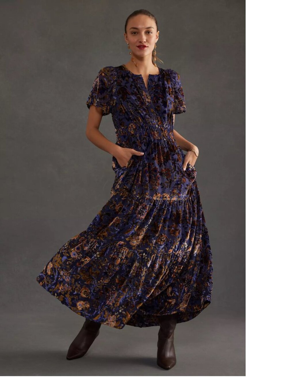ANTHROPOLOGIE The Somerset Maxi Dress: Velvet Edition XL purple new with tag